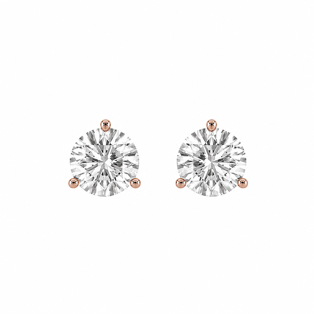 1.5 Carat Total (.75 Carat Each) 3 Prong Martini Lab Diamond Studs