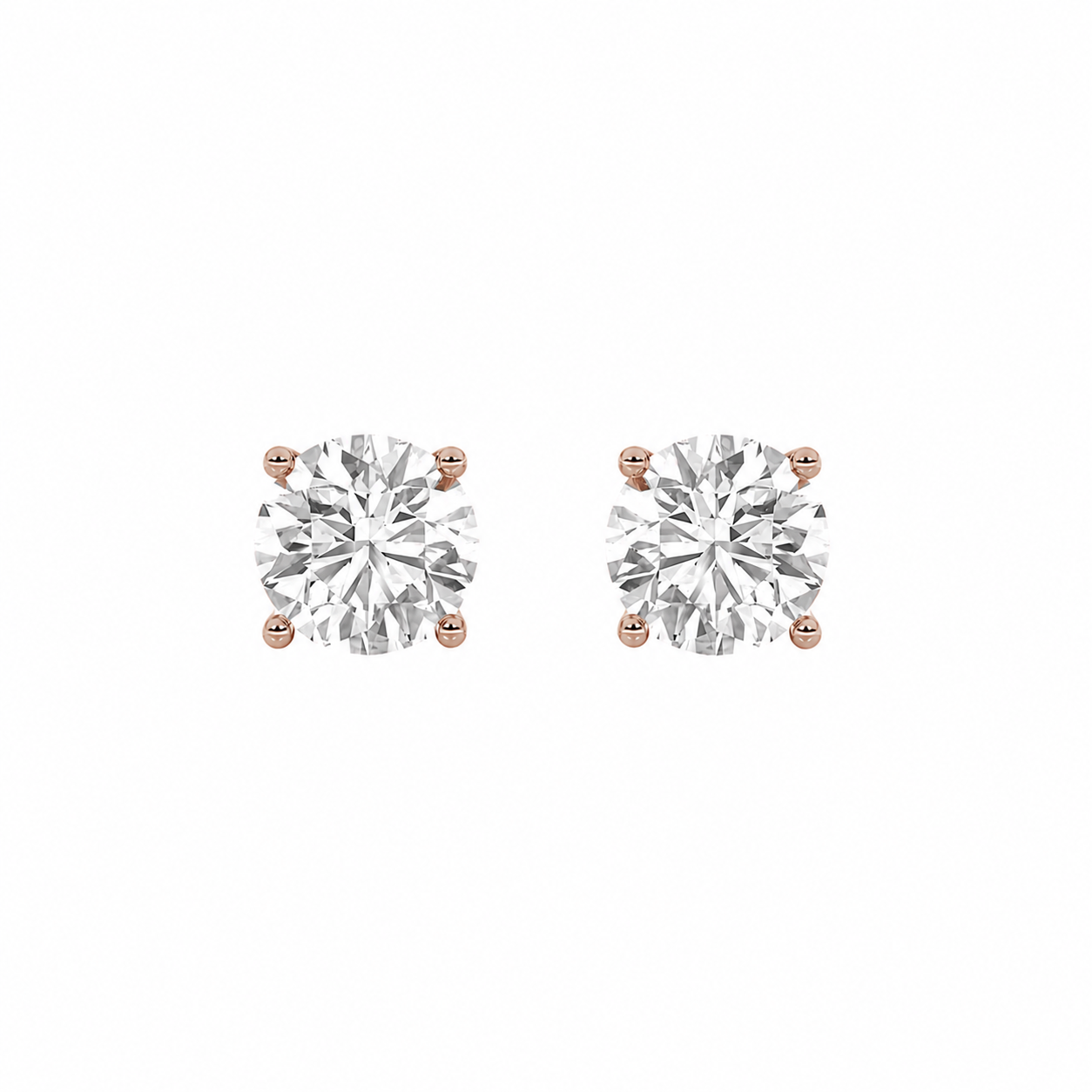 2 Carat Total (1 Carat Each) 4 Prong Lab Diamond Studs