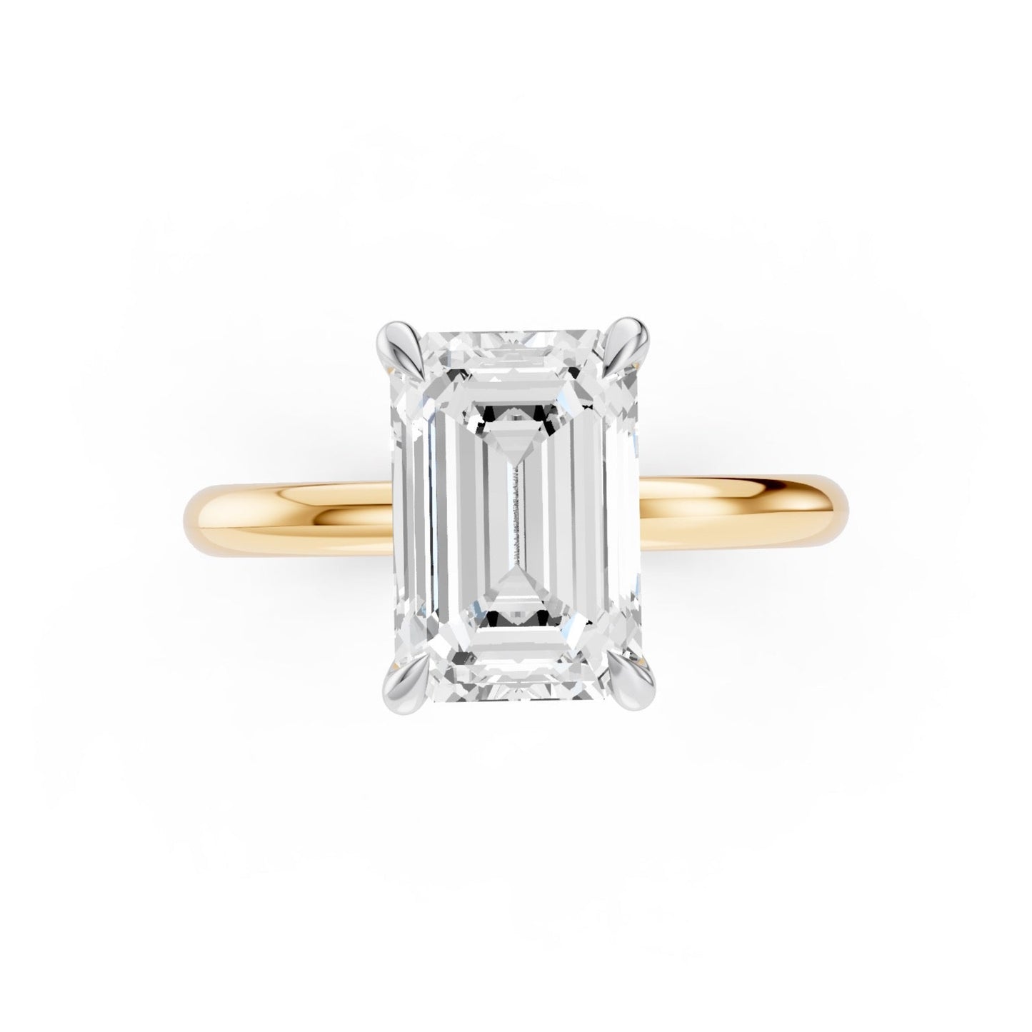 Emerald Cut Two Tone Solitaire 2mm