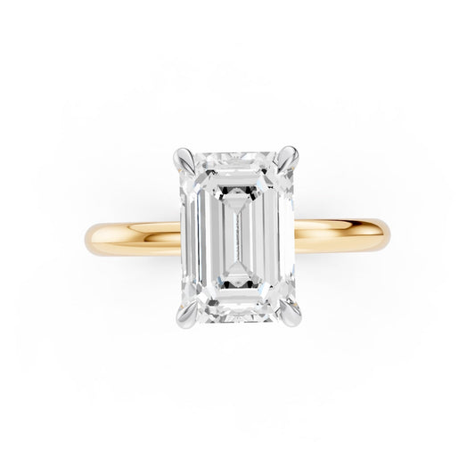Emerald Cut Two Tone Solitaire 2mm