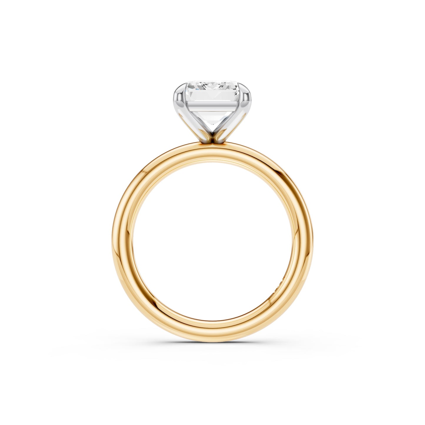 Emerald Cut Two Tone Solitaire 2mm