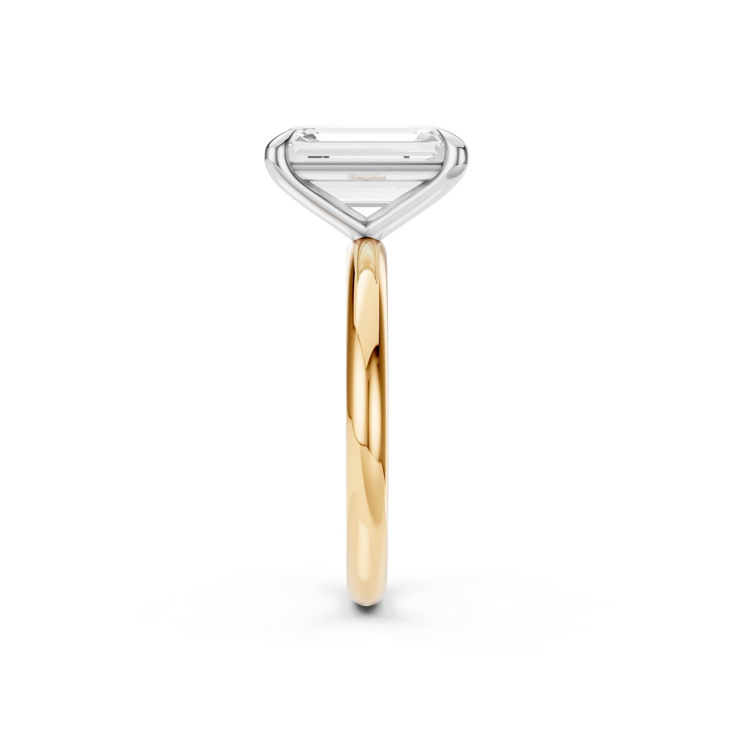 Emerald Cut Two Tone Solitaire 2mm