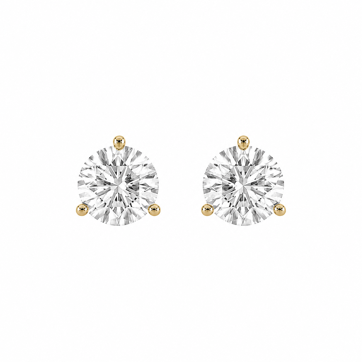 2.5 Carat Total (1.25 Carat Each) 3 Prong Martini Lab Diamond Studs