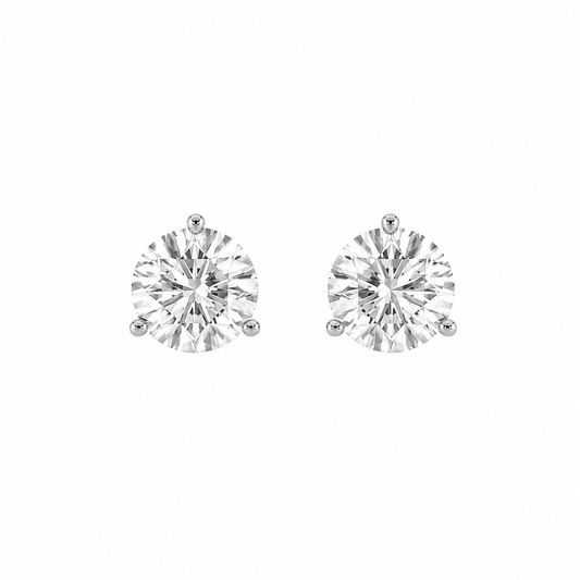 1 Carat Total (Half Carat Each) 3 Prong Martini Lab Diamond Studs