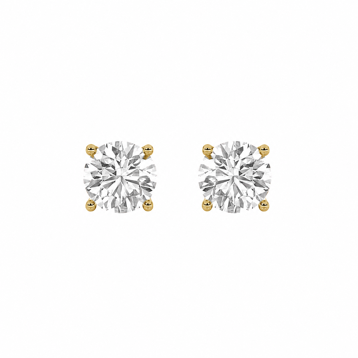 1 Carat Total (Half Carat Each) 4 Prong Lab Diamond Studs